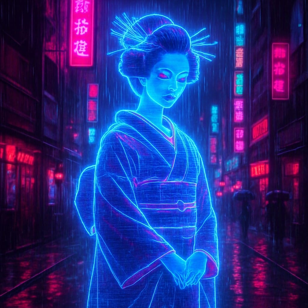 Neon Geisha Hologram