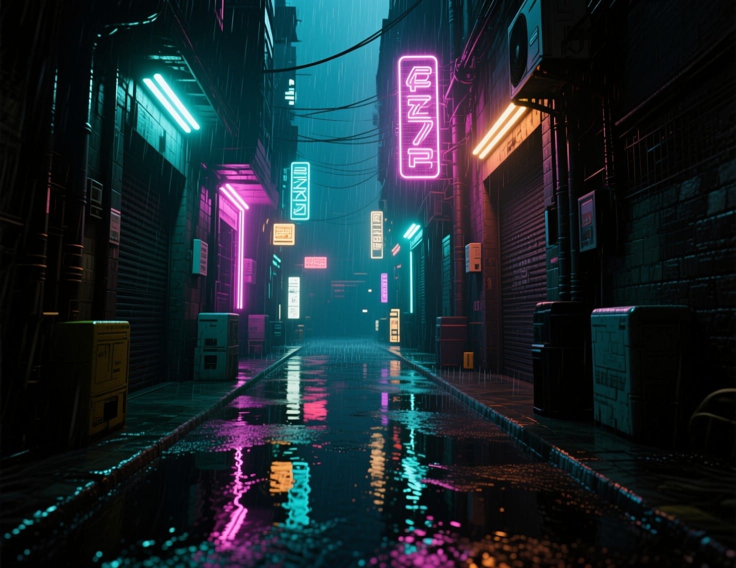 Cyber Rain Street Alley